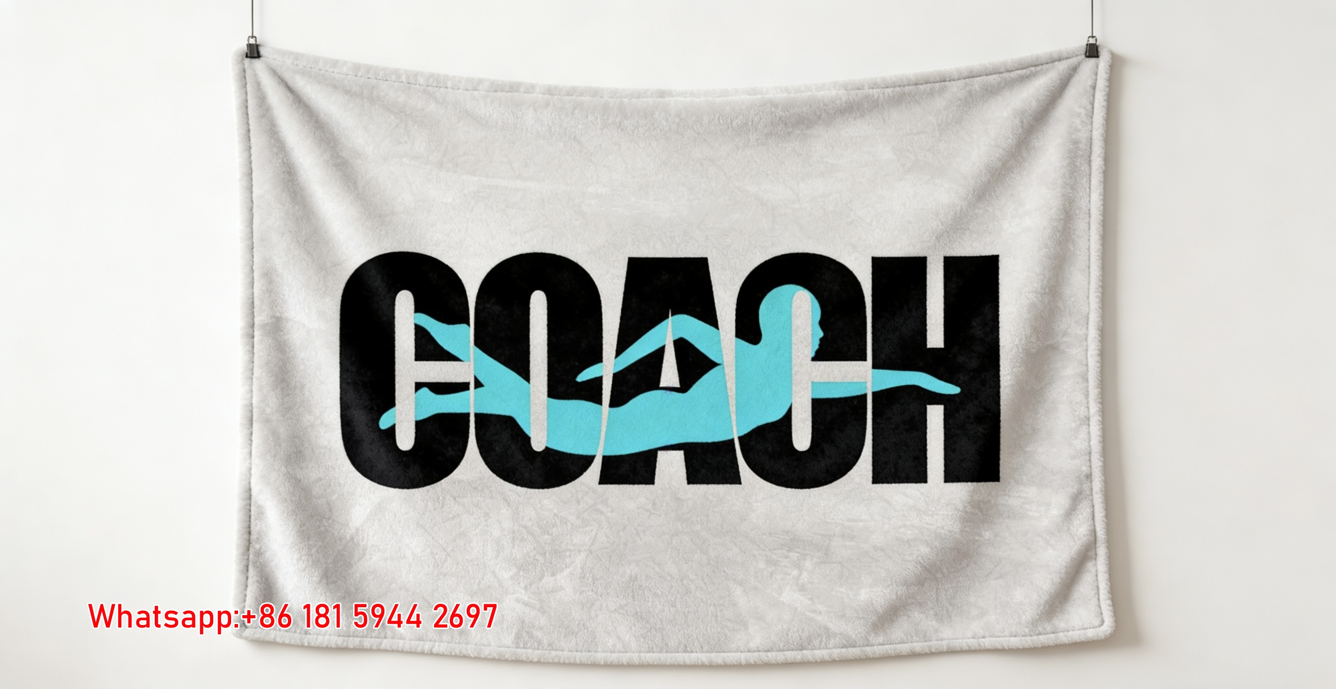 Swimming Coach Swimmer Silhouette Print Flannel Throw Blanket for Sofa C127